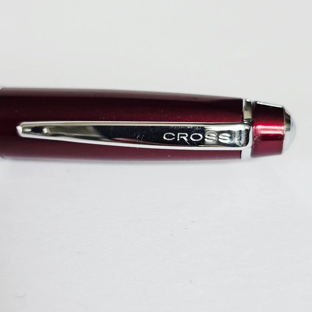 Vtg Cross Bailey Ballpoint Pen Metallic Burgundy Red‎ Chrome Trim Twist Action